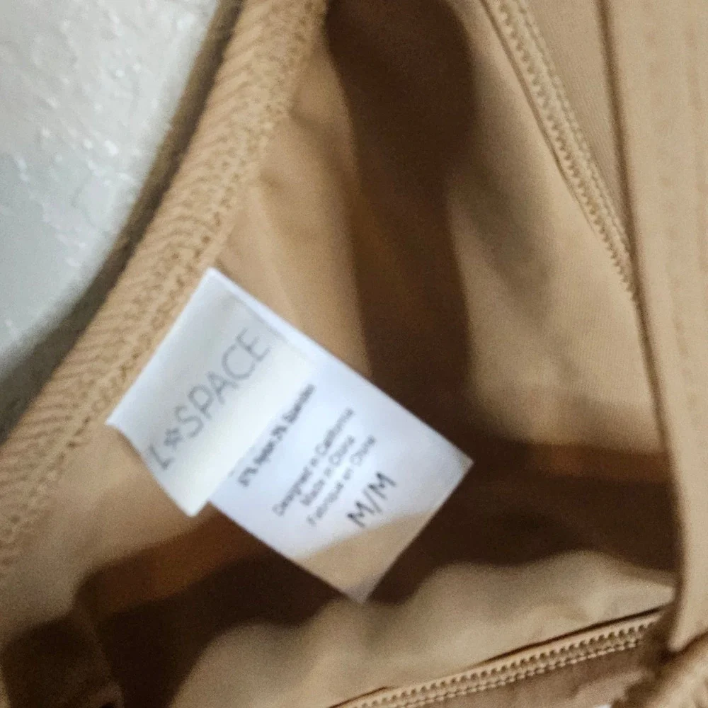 L*Space Farrah Ribbed Triangle Bikini Top Tan Camel Tan Swim Top Medium‎